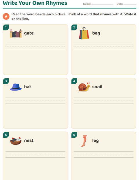 Preview of Rhyming Words worksheet for grade 1