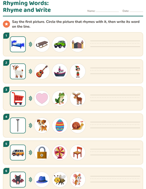 Preview of Rhyming Words worksheet for grade 1