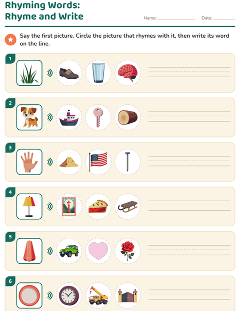 Preview of Rhyming Words worksheet for grade 1
