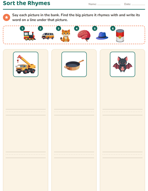 Preview of Rhyming Words worksheet for grade 1