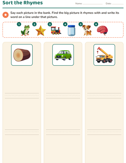 Preview of Rhyming Words worksheet for grade 1