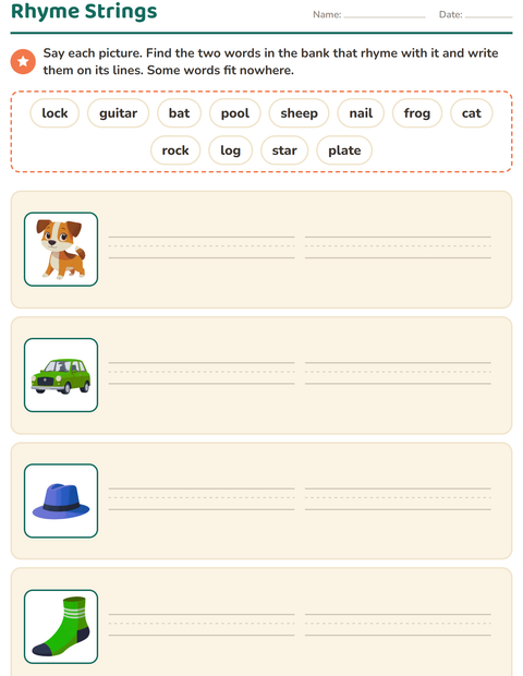 Rhyme Strings: Two Rhymes for Each Picture, and Words That Fit Nowhere