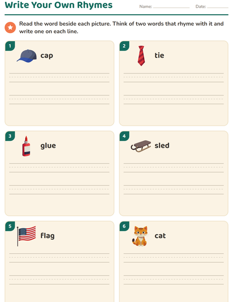 Preview of Rhyming Words worksheet for grade 1