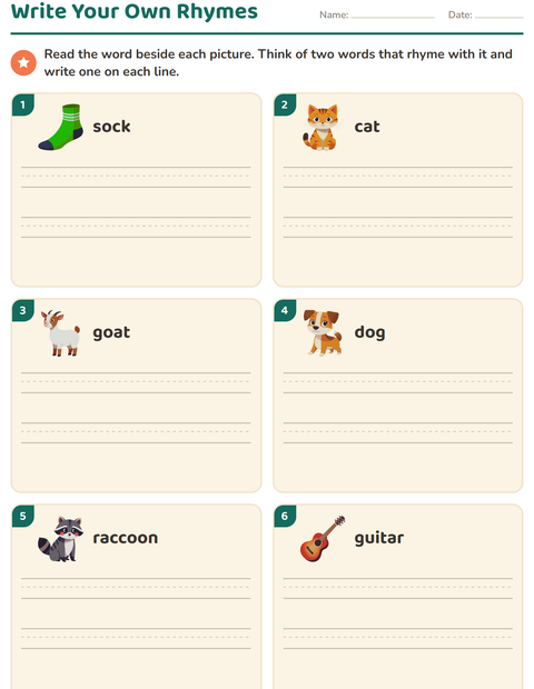 Preview of Write Your Own Rhymes: Two Words That Rhyme with Each Printed Word