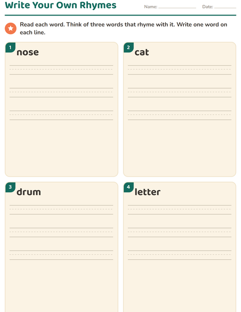 Preview of Rhyming Words worksheet for grade 1