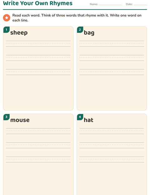Preview of Rhyming Words worksheet for grade 1