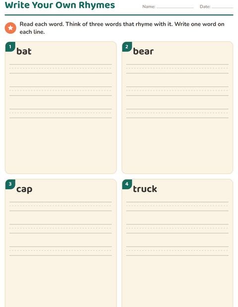 Preview of Rhyming Words worksheet for grade 1