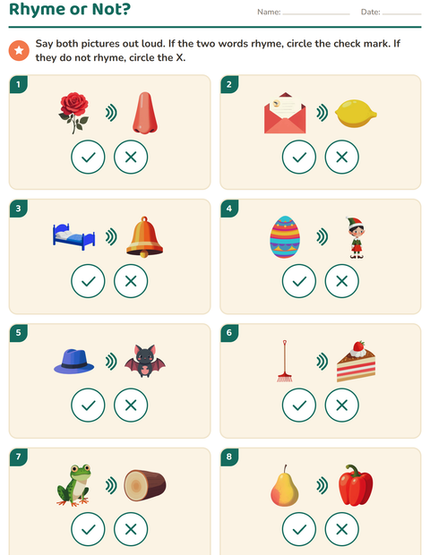 Preview of Rhyming Words worksheet for kindergarten