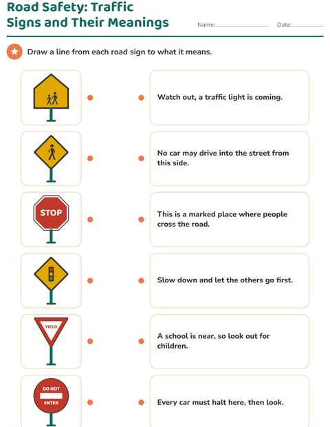 Preview of Road Safety worksheet for grade 1