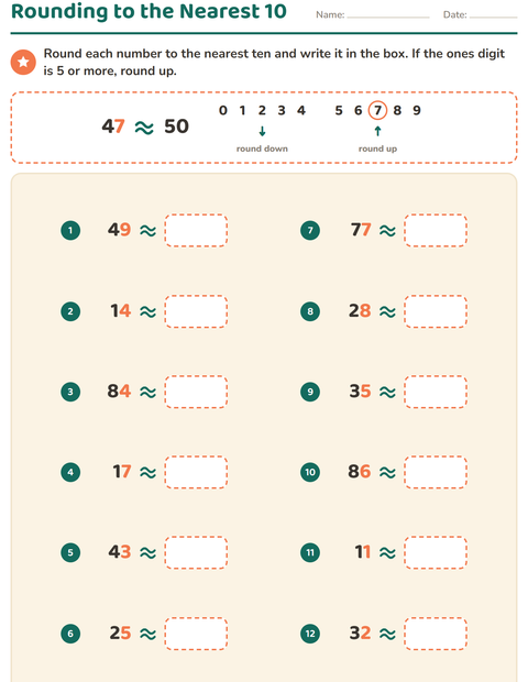 Preview of Rounding Numbers worksheet for grade 2