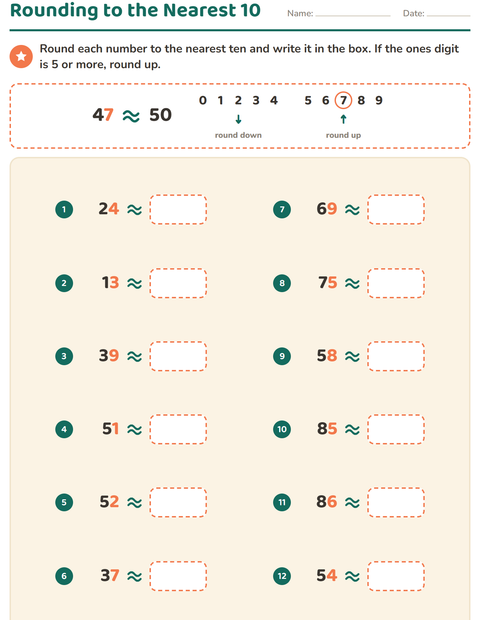 Preview of Rounding Numbers worksheet for grade 2