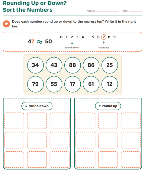 Preview of Rounding Numbers worksheet for grade 3