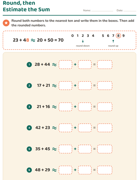 Preview of Rounding Numbers worksheet for grade 3