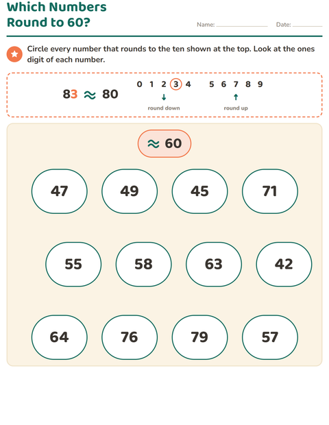 Preview of Rounding Numbers worksheet for grade 3