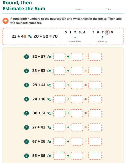 Preview of Rounding Numbers worksheet for grade 3
