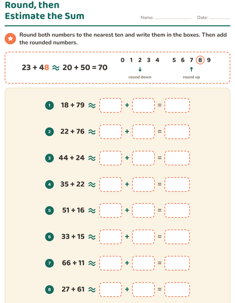 Preview of Rounding Numbers worksheet for grade 3