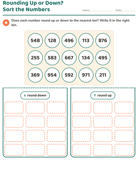 Preview of Rounding Numbers worksheet for grade 3