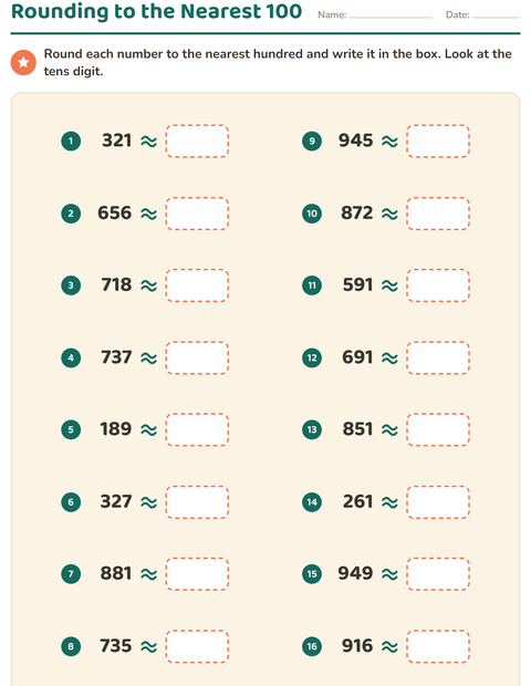 Preview of Rounding Numbers worksheet for grade 3