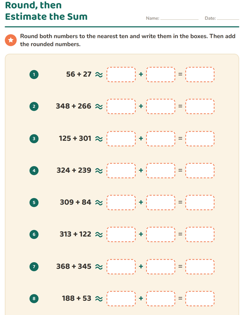 Preview of Rounding Numbers worksheet for grade 3
