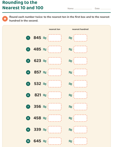 Preview of Rounding Numbers worksheet for grade 3
