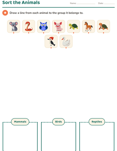 Preview of Science Sorting worksheet for grade 1