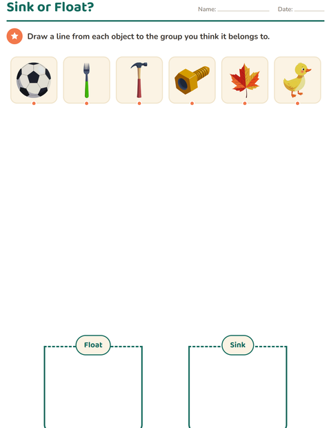 Preview of Science Sorting worksheet for grade 1