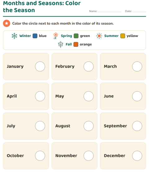 Preview of Four Seasons worksheet for grade 1