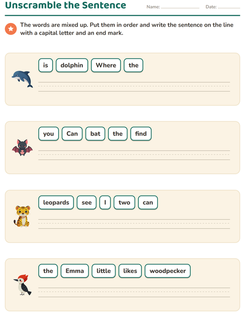 Unscramble the Sentence: Put the Word Tiles in Order