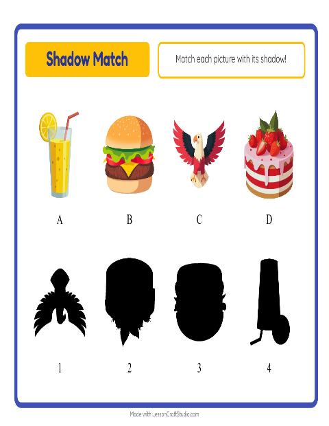 Preview of Shadow Match worksheet featuring 4th of July for kindergarten