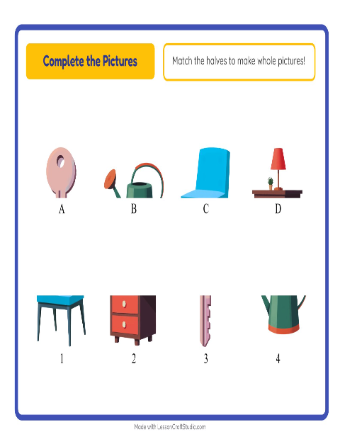 Preview of Shadow Match worksheet featuring Around the House for kindergarten