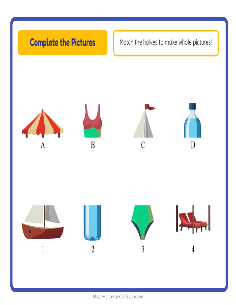 Preview of Shadow Match worksheet featuring Beach for kindergarten