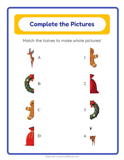 Preview of Shadow Match worksheet featuring Christmas for kindergarten