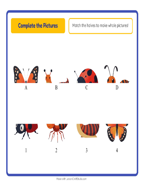 Preview of Shadow Match worksheet featuring Insects and Bugs for kindergarten