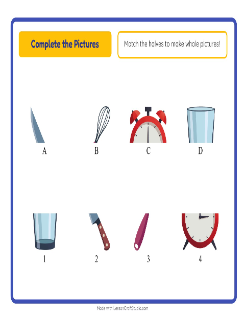 Preview of Shadow Match worksheet featuring Kitchen Tools for kindergarten