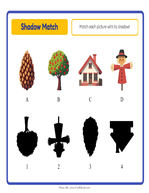 Preview of Shadow Match worksheet featuring Miscellaneous for kindergarten