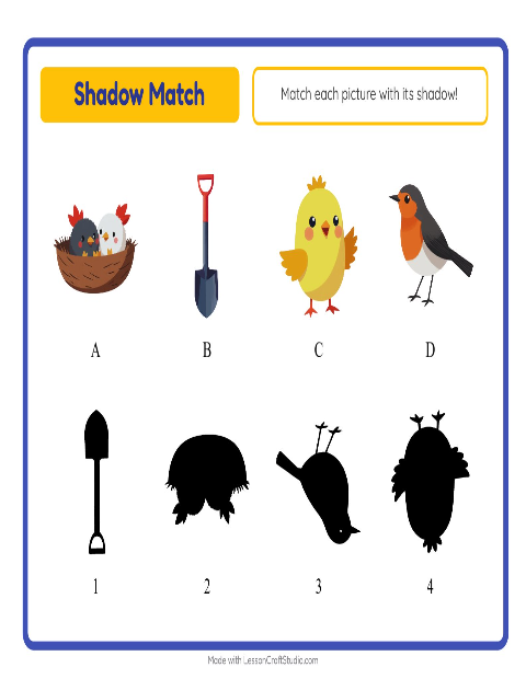 Preview of Shadow Match worksheet featuring Spring for kindergarten