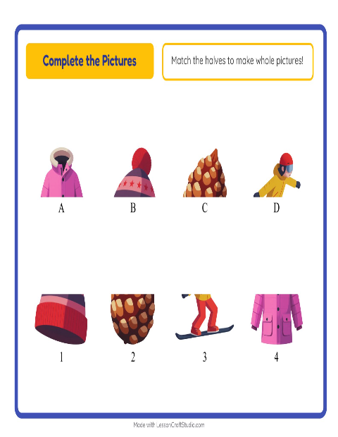 Preview of Shadow Match worksheet featuring Winter for kindergarten