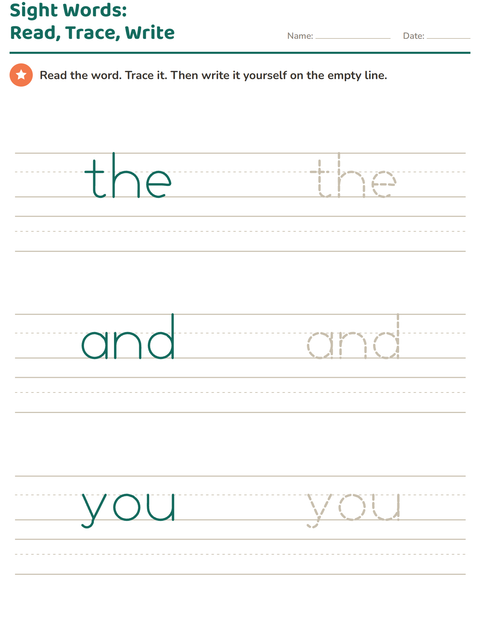 Preview of Sight Words worksheet for kindergarten
