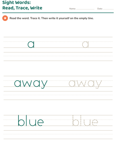 Preview of Sight Words worksheet for kindergarten