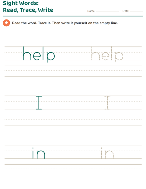 Preview of Sight Words worksheet for kindergarten
