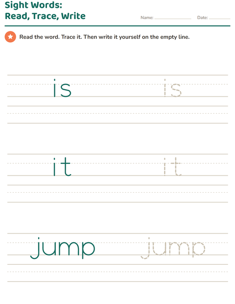 Preview of Sight Words worksheet for kindergarten