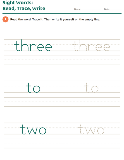 Preview of Sight Words worksheet for kindergarten