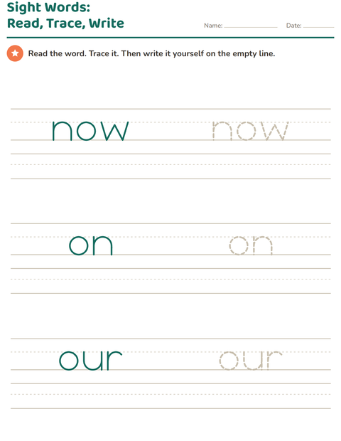 Preview of Sight Words worksheet for kindergarten