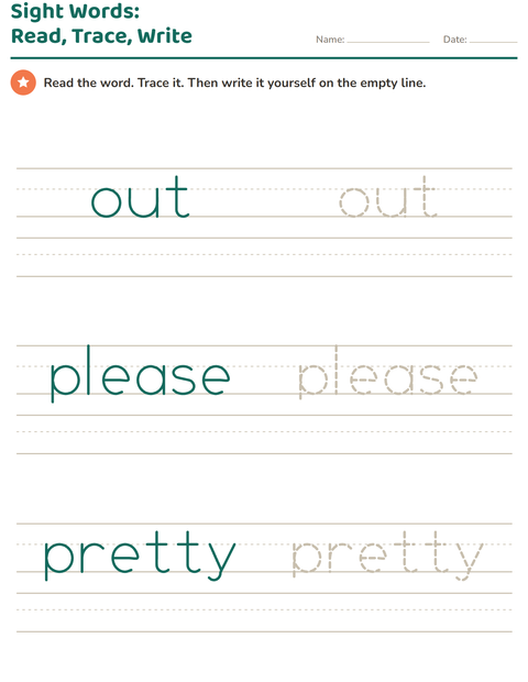 Preview of Sight Words worksheet for kindergarten