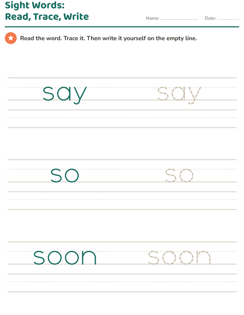 Preview of Sight Words worksheet for kindergarten