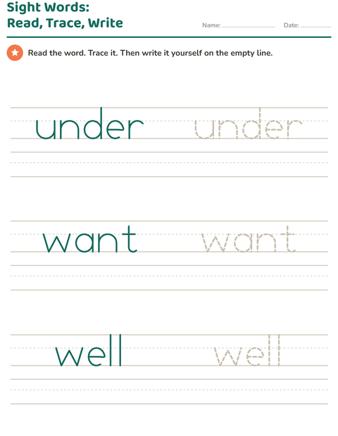Preview of Sight Words worksheet for kindergarten