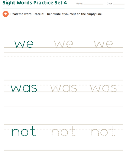 Preview of Sight Words worksheet for kindergarten