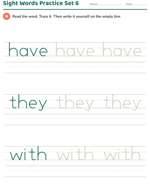 Preview of Sight Words worksheet for kindergarten