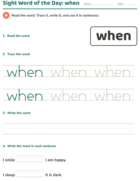 Preview of Sight Words worksheet for kindergarten