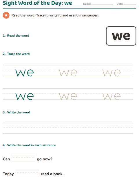 Preview of Sight Words worksheet for kindergarten